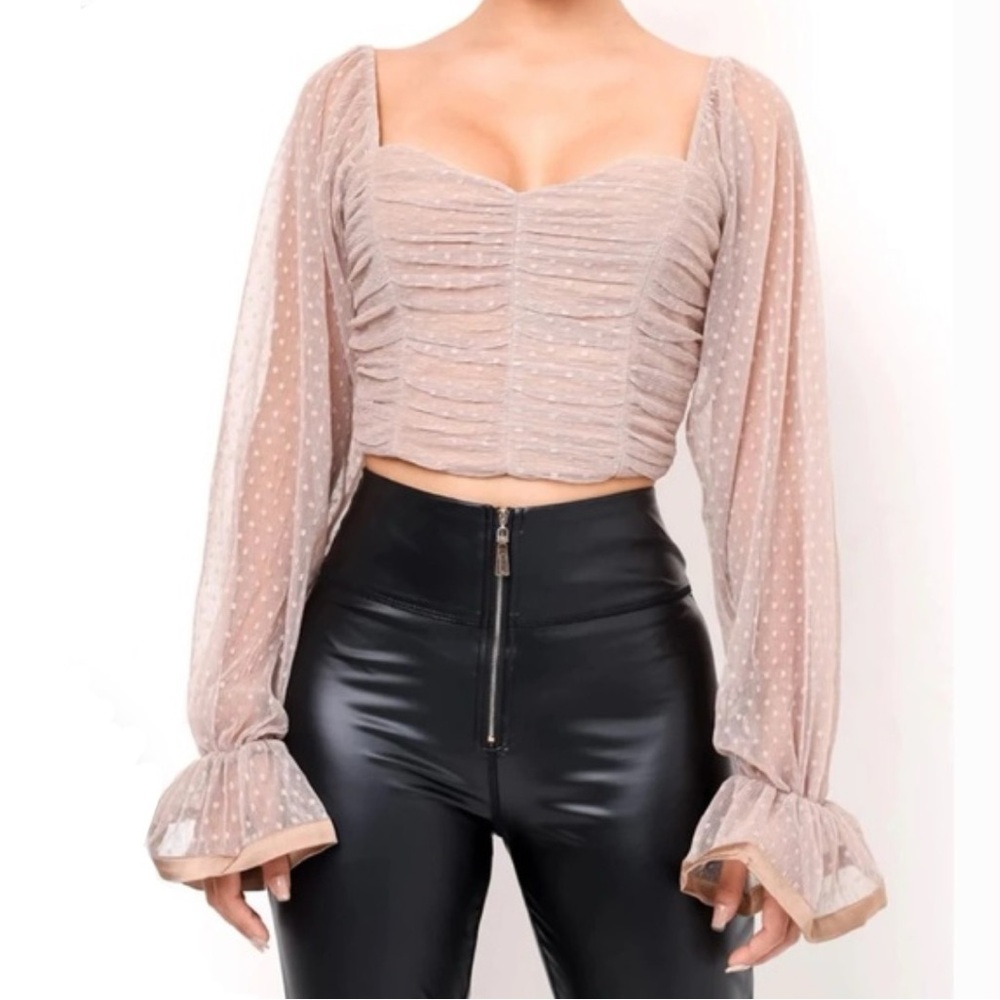 Haute Monde Sweetheart Polka Dot Mesh Blouse